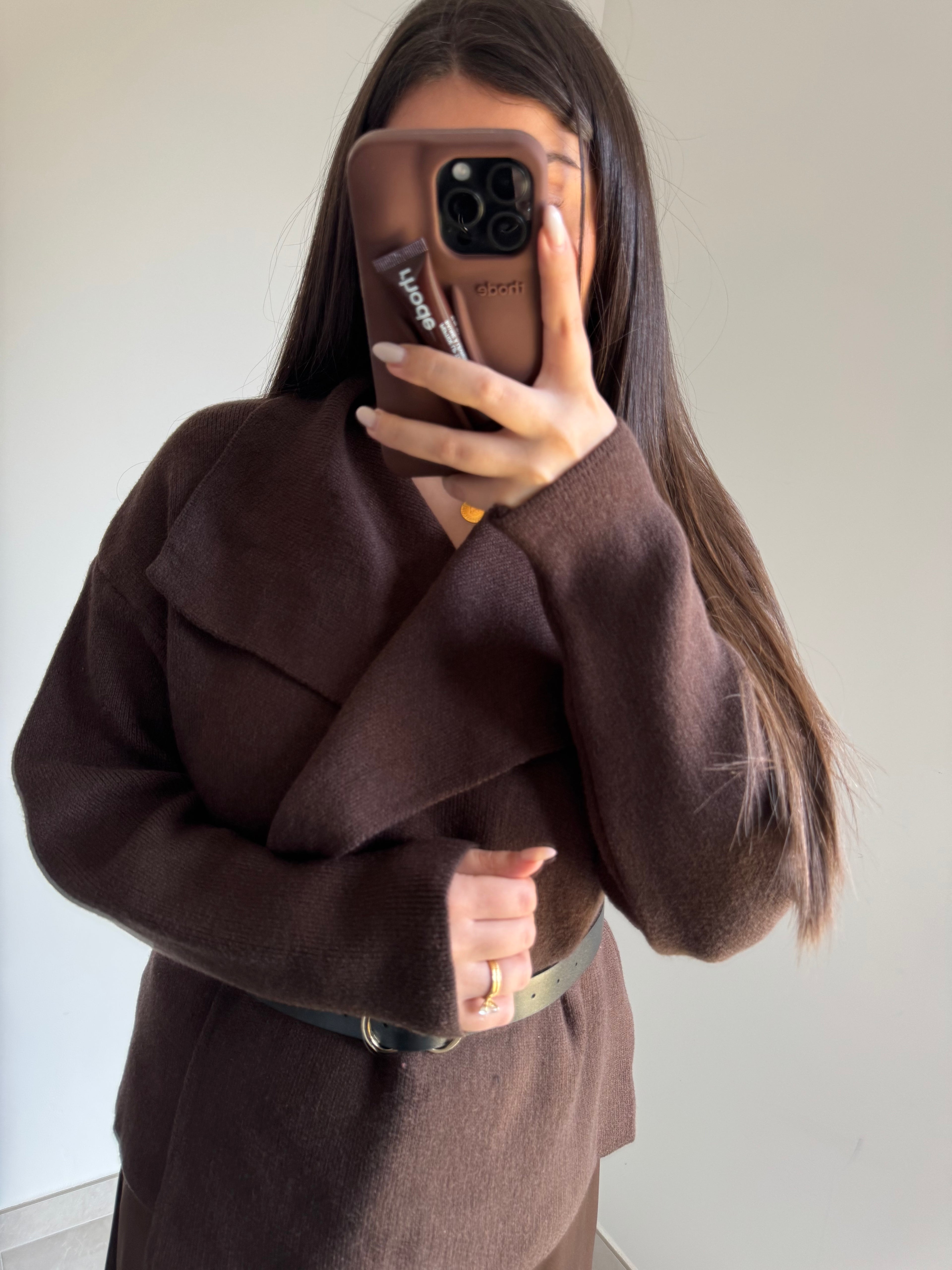 Gilet avec ceinture - MARRON