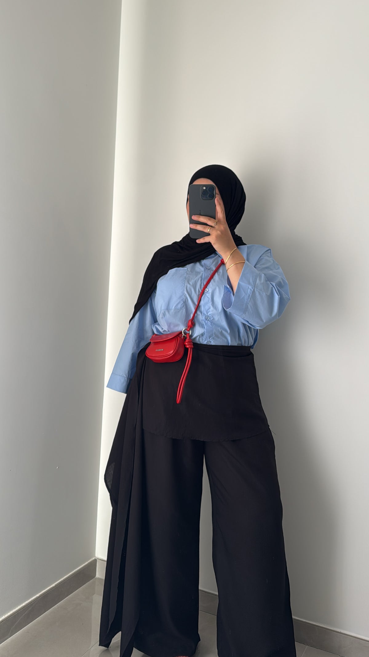 Pantalon fluide avec foulard - NOIR