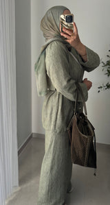 Ensemble effet lin - vert sauge