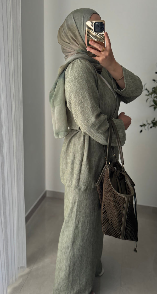 Ensemble effet lin - vert sauge