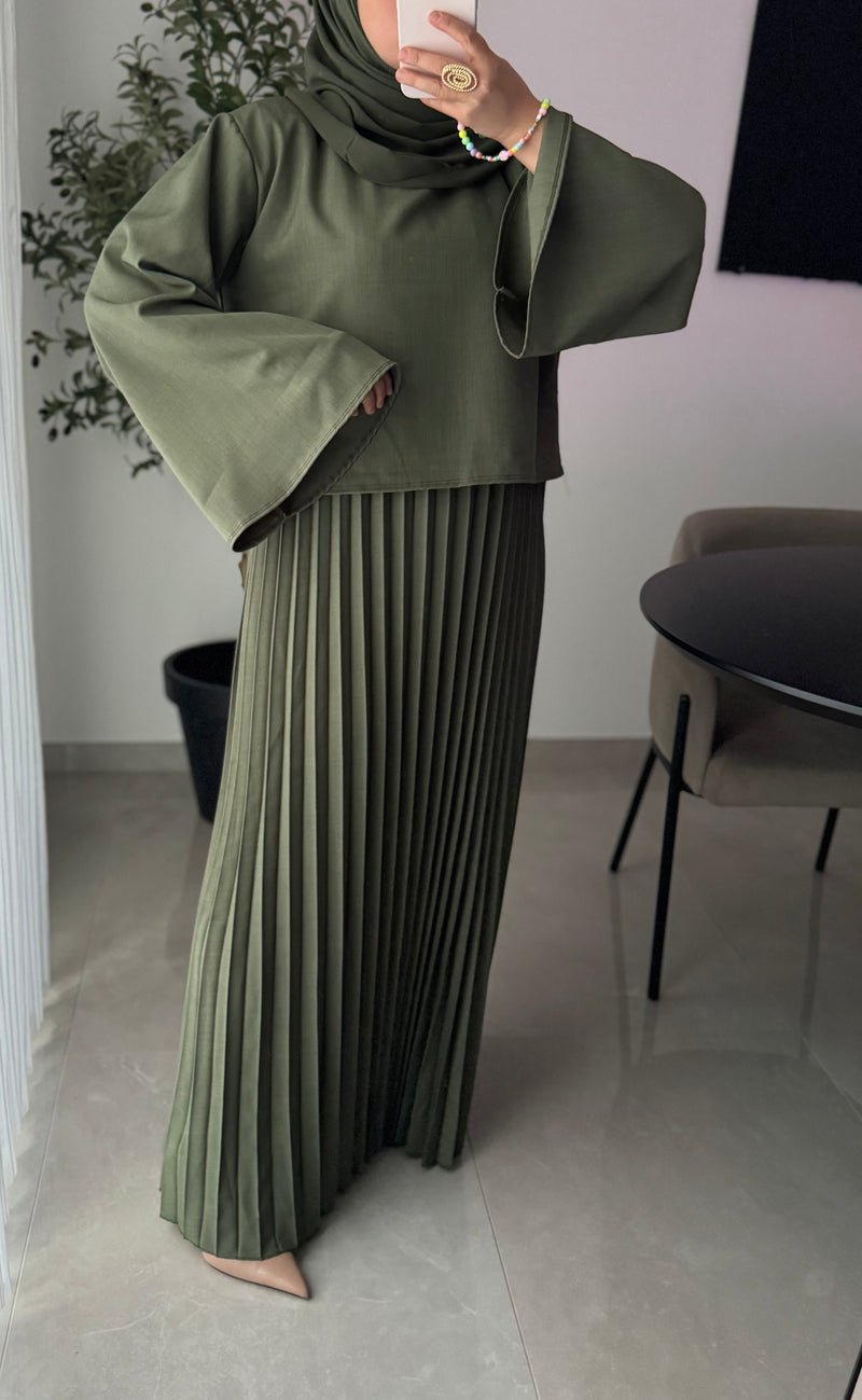 Robe élégance plissée - KAKI