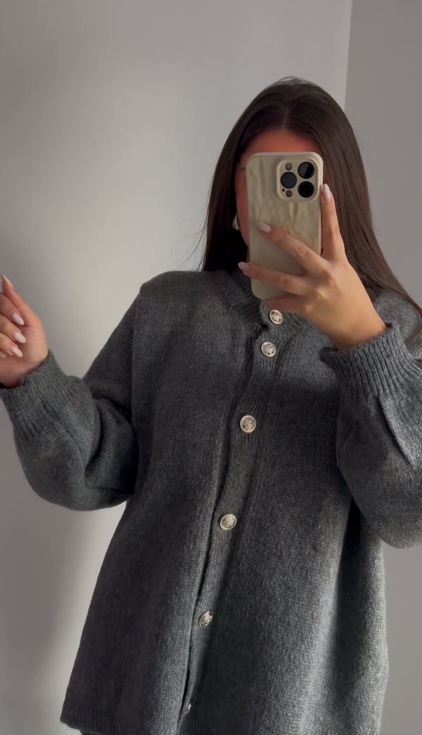 Gilet Oversize Boutonné - GRIS