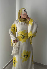 Robe LILIA FLEURS - VERT JAUNE