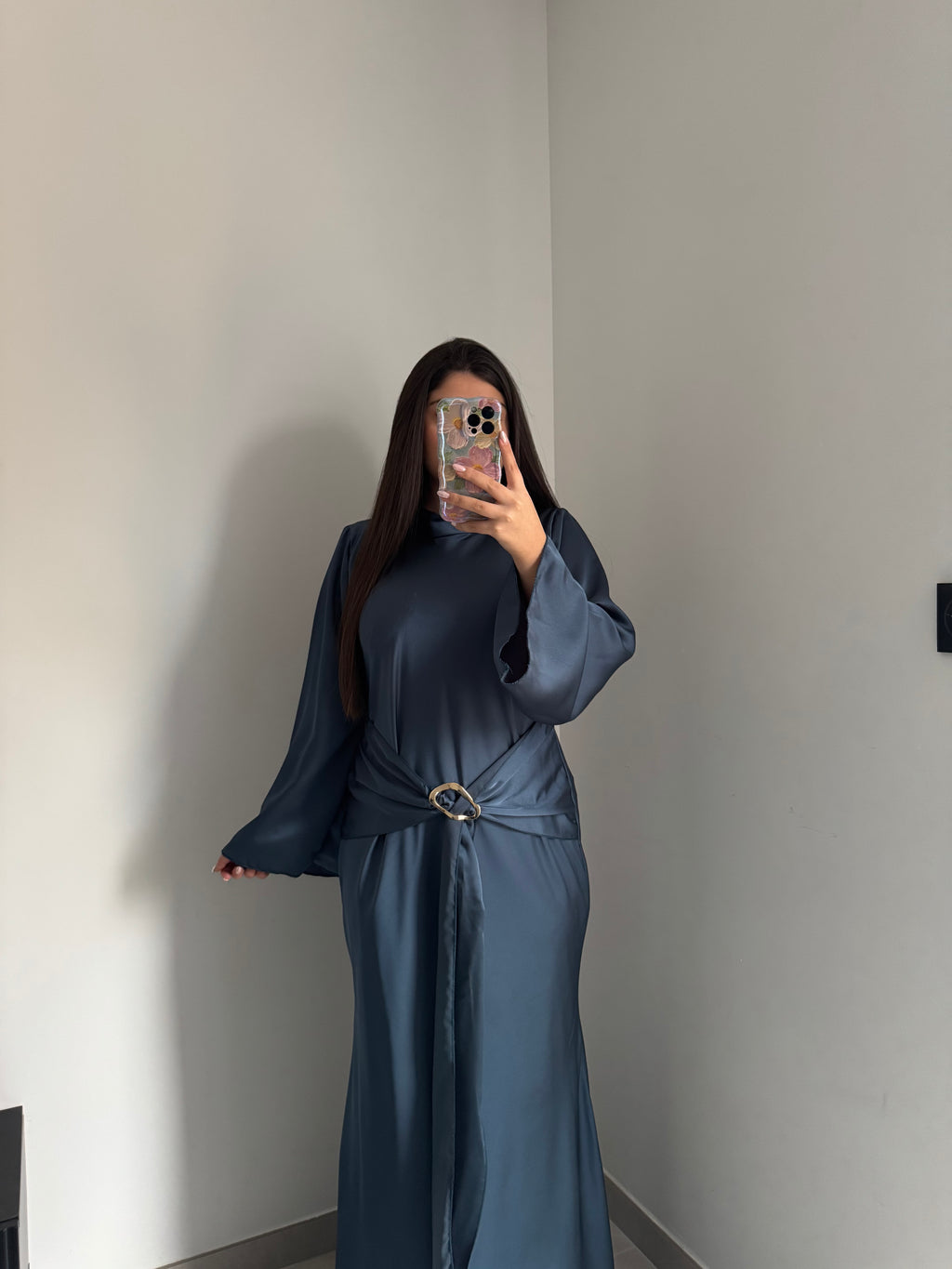 Robe satinée - BLEU