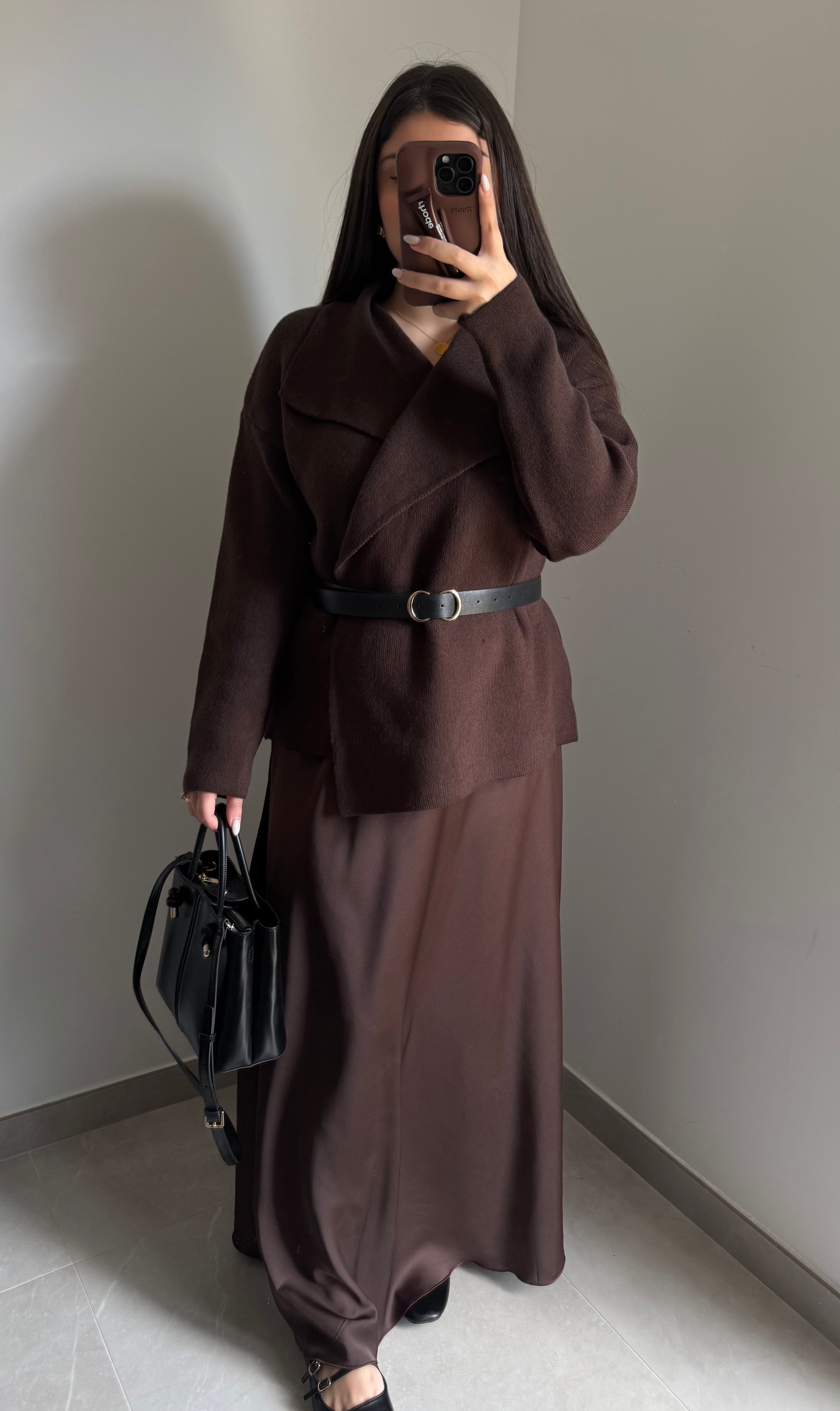 Gilet avec ceinture - MARRON