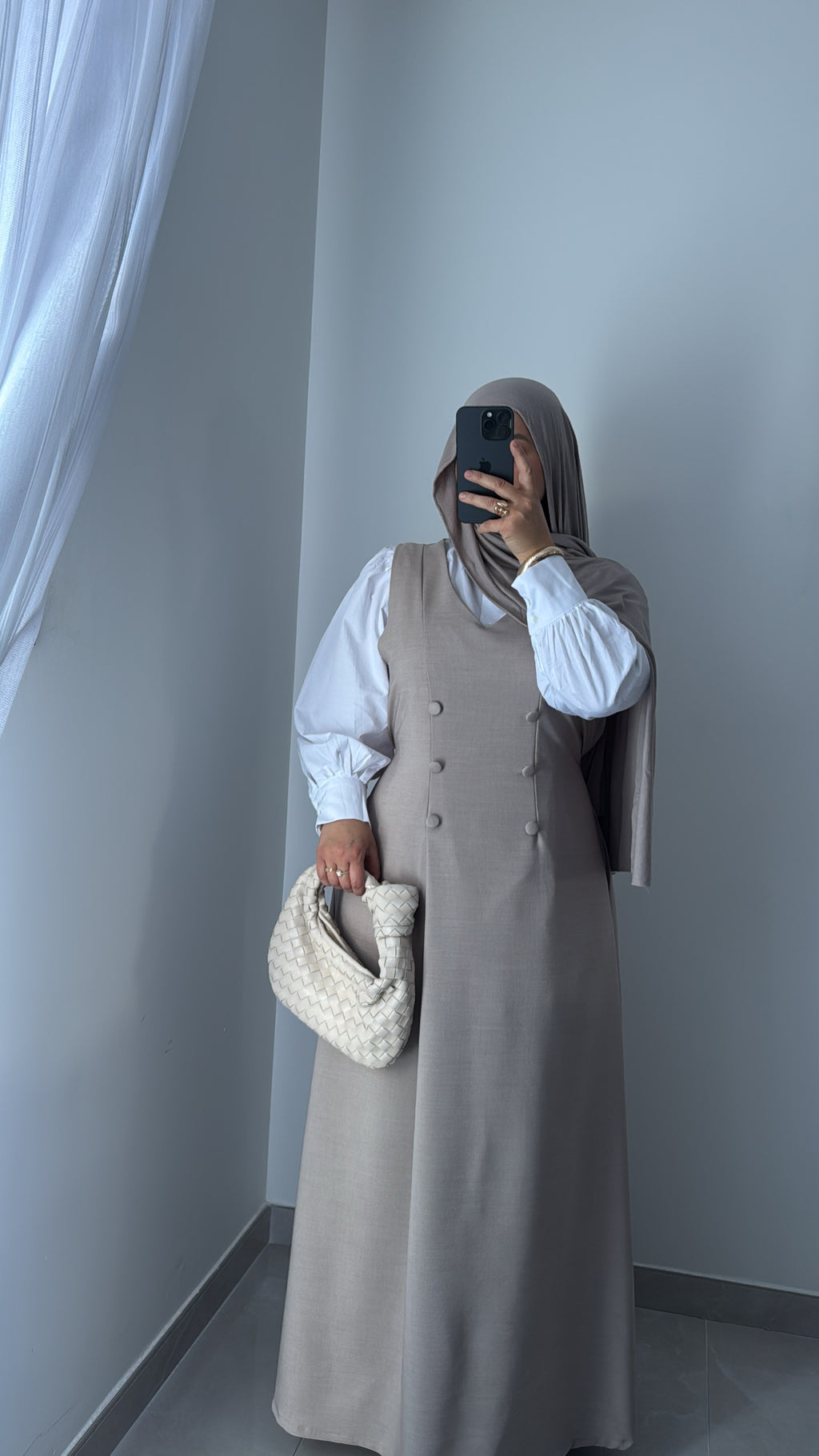 ROBE SANS MANCHE « DUNE »  - TAUPE