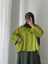 Chemise oversize asymétrique - VERT ANIS