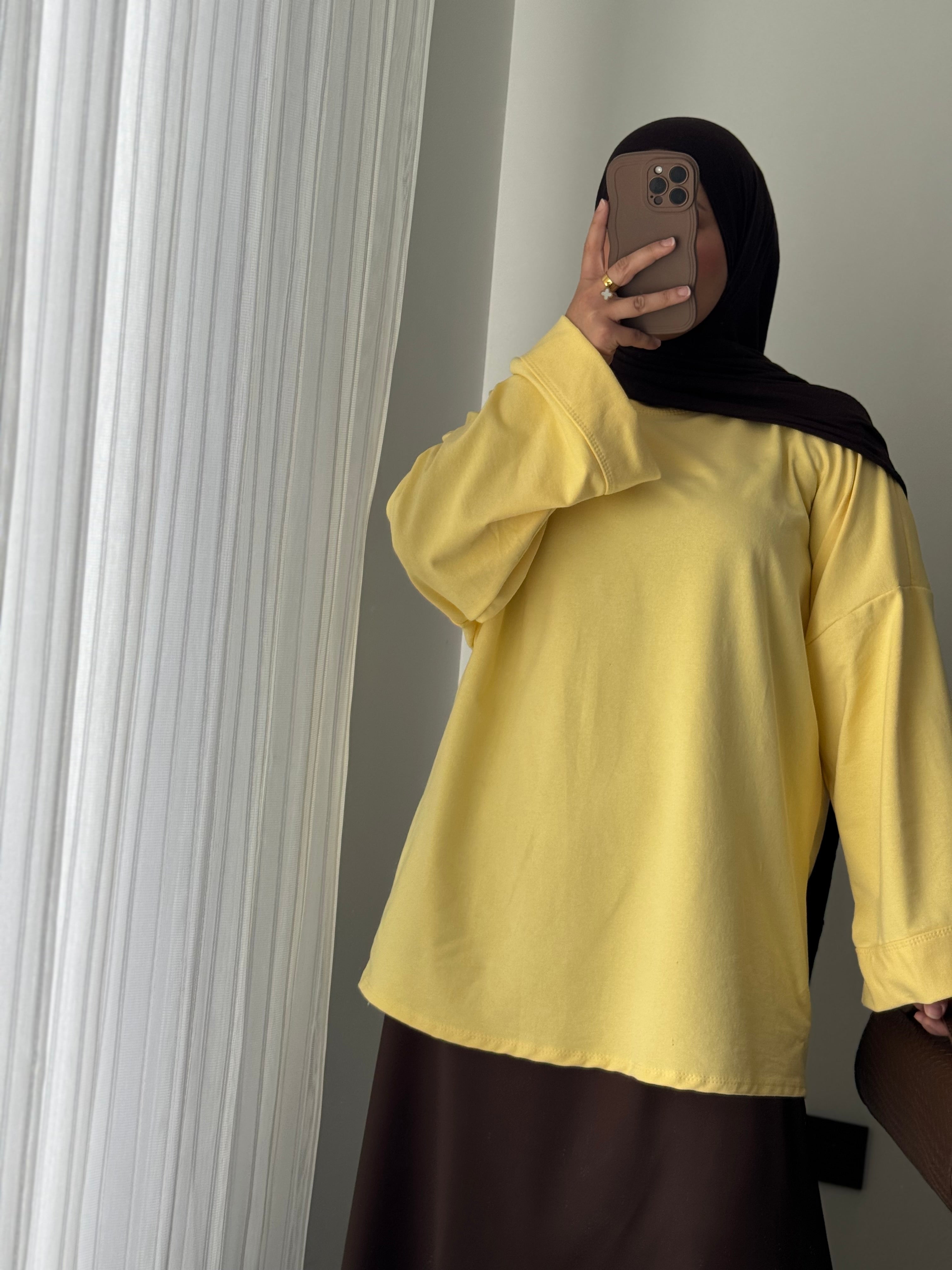 T-SHIRT MANCHES LONGUE - JAUNE