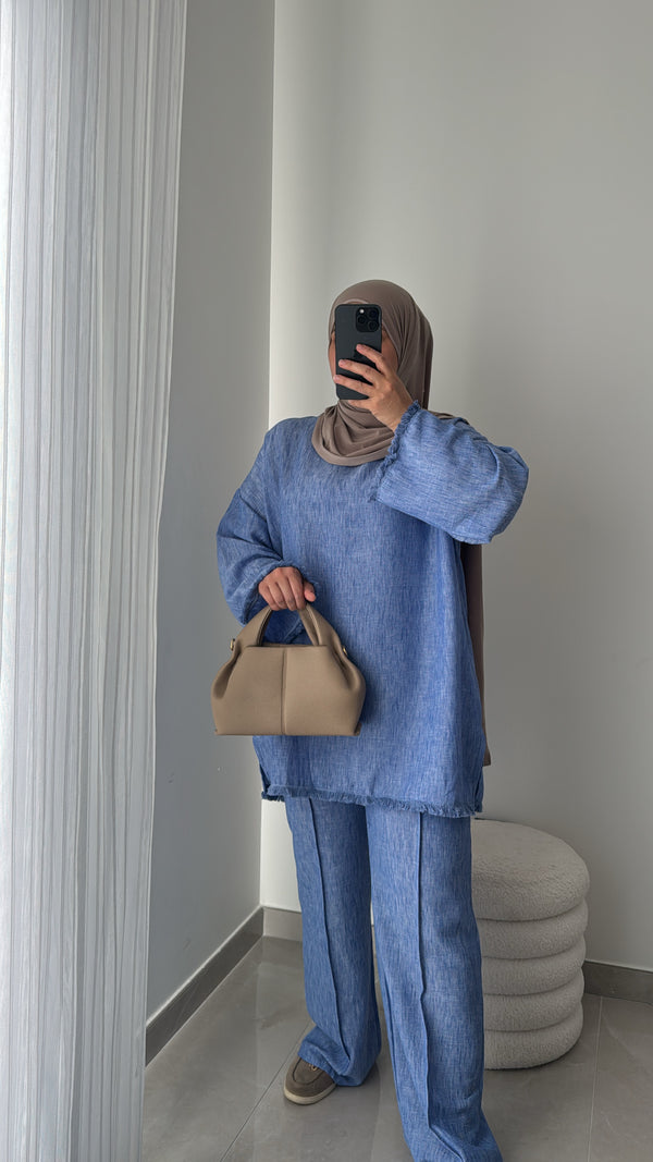 Ensemble “Linaé” – Bleu effet lin