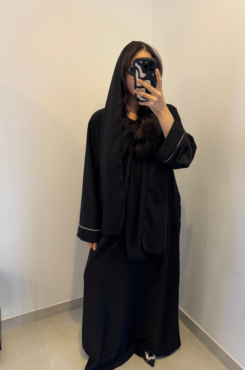 Robe de prière avec foulard intégré - NOIR