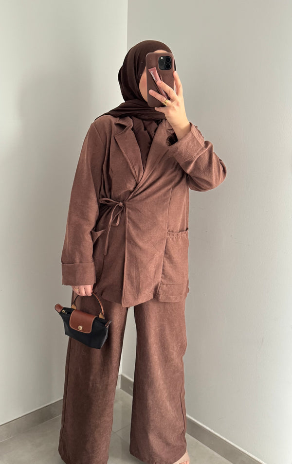 Ensemble cache cœur - MARRON