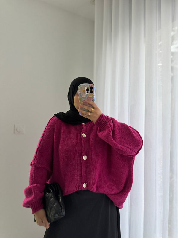 Gilet à boutons - FUSHIA