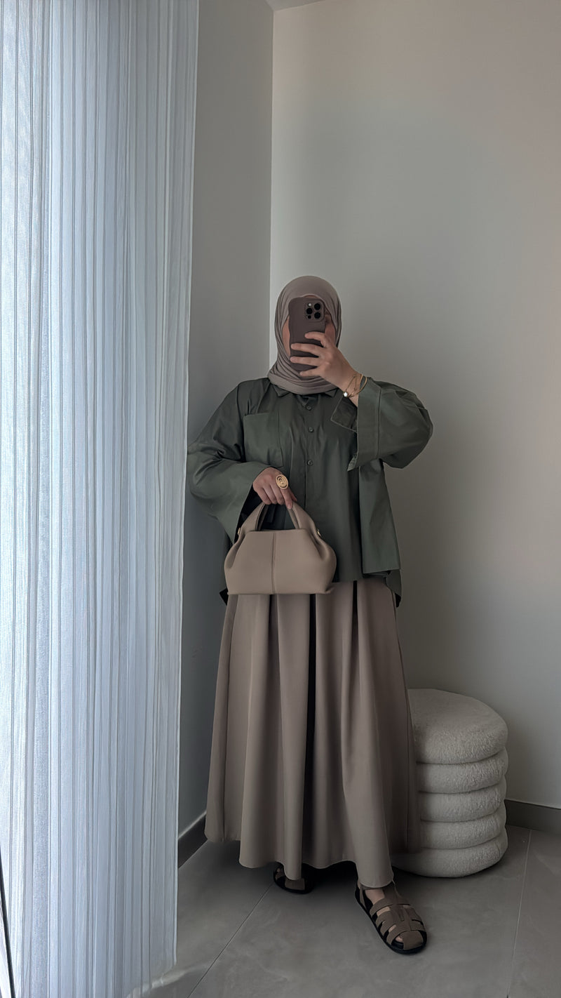 Chemise oversize asymétrique - VERT KAKI