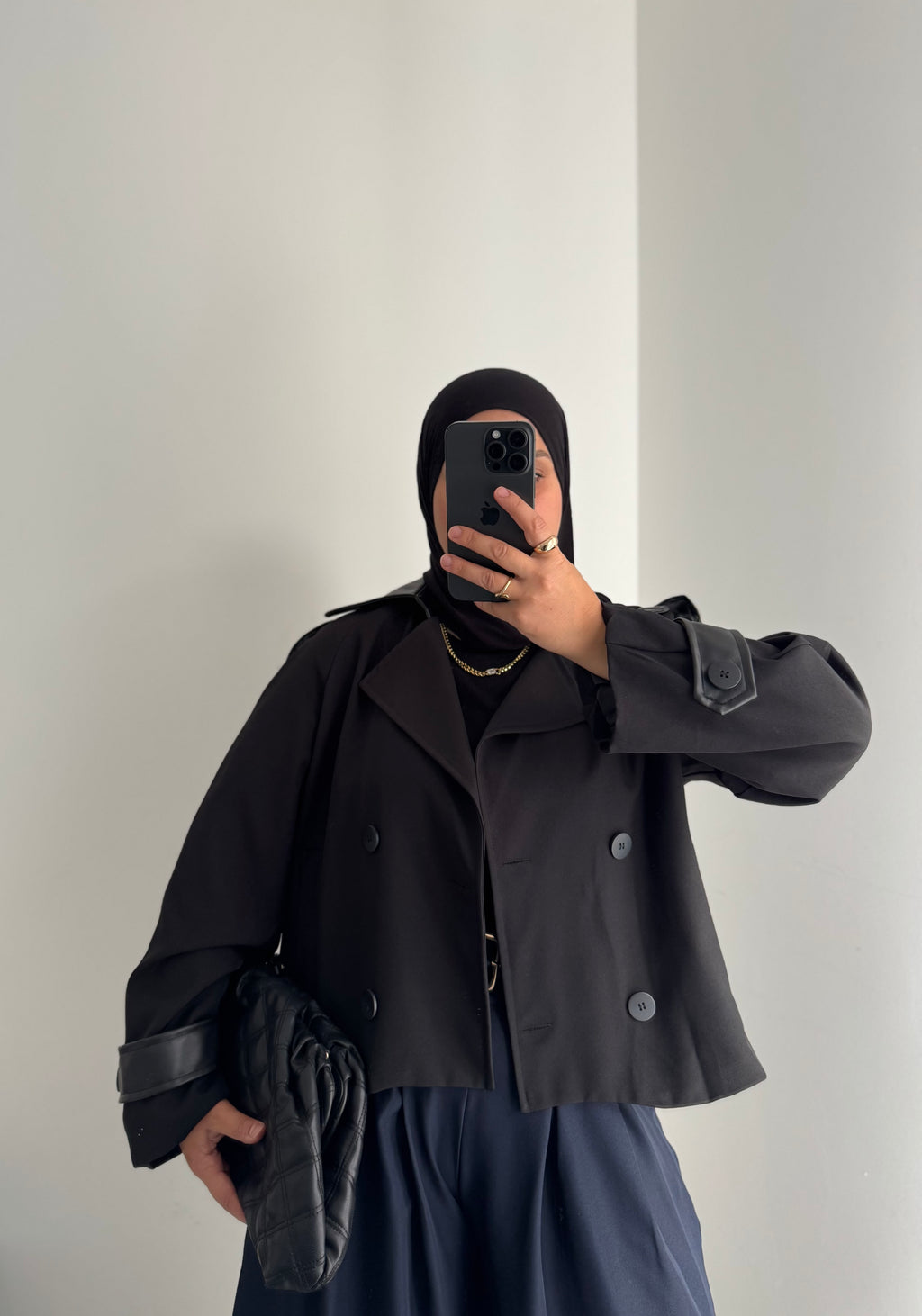 Veste courte détails cuir