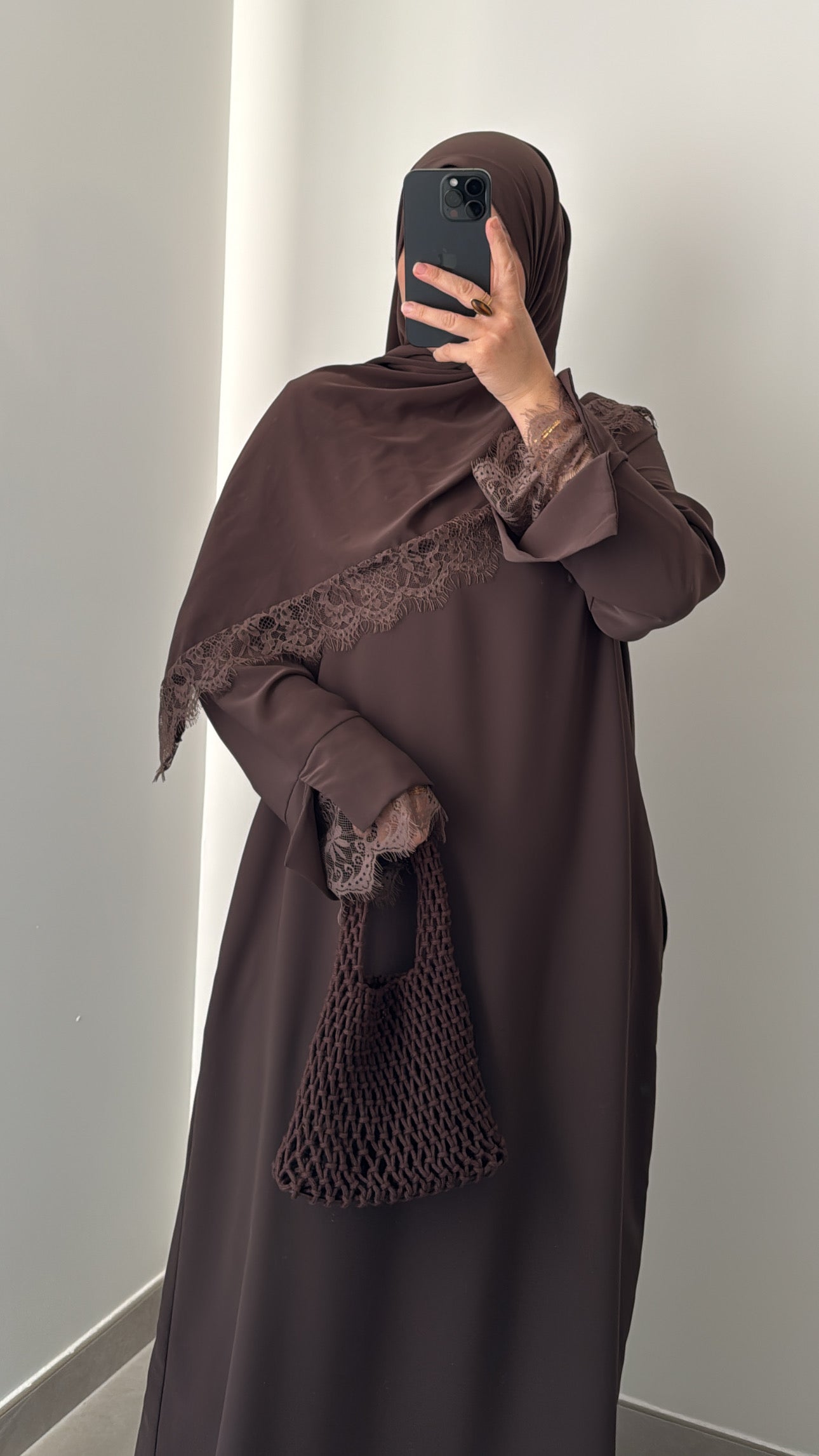 Abaya + voile assorti - MARRON