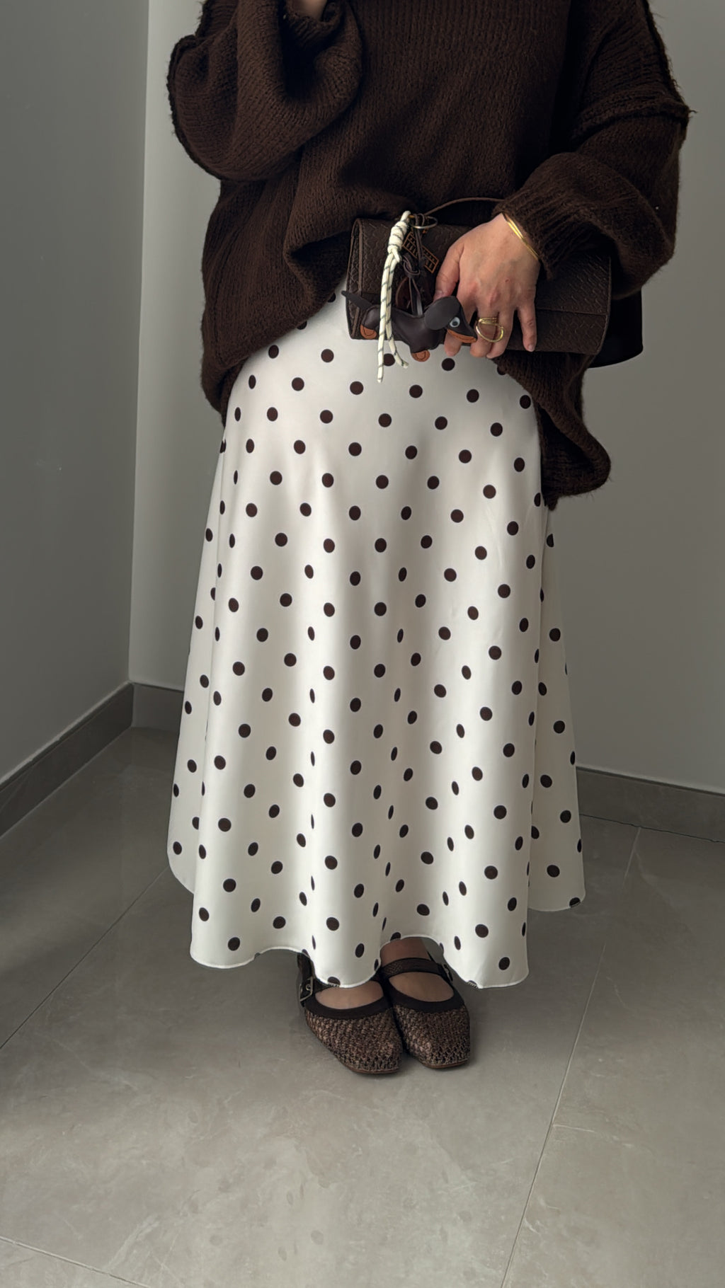 Jupe à pois - BLANC/MARRON