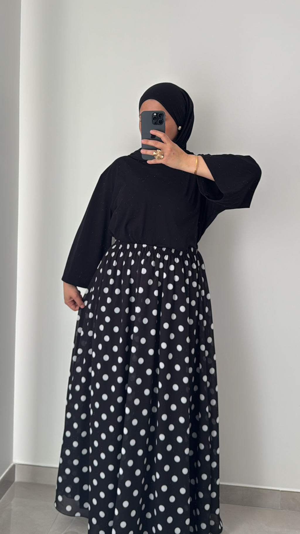 Jupe mousseline à pois - NOIR