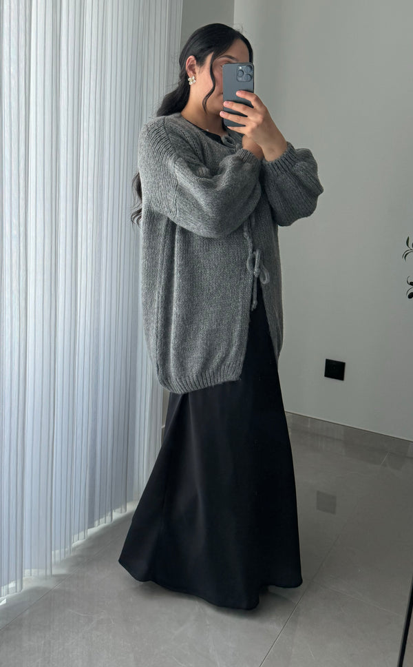 Gilet long à noeuds - GRIS