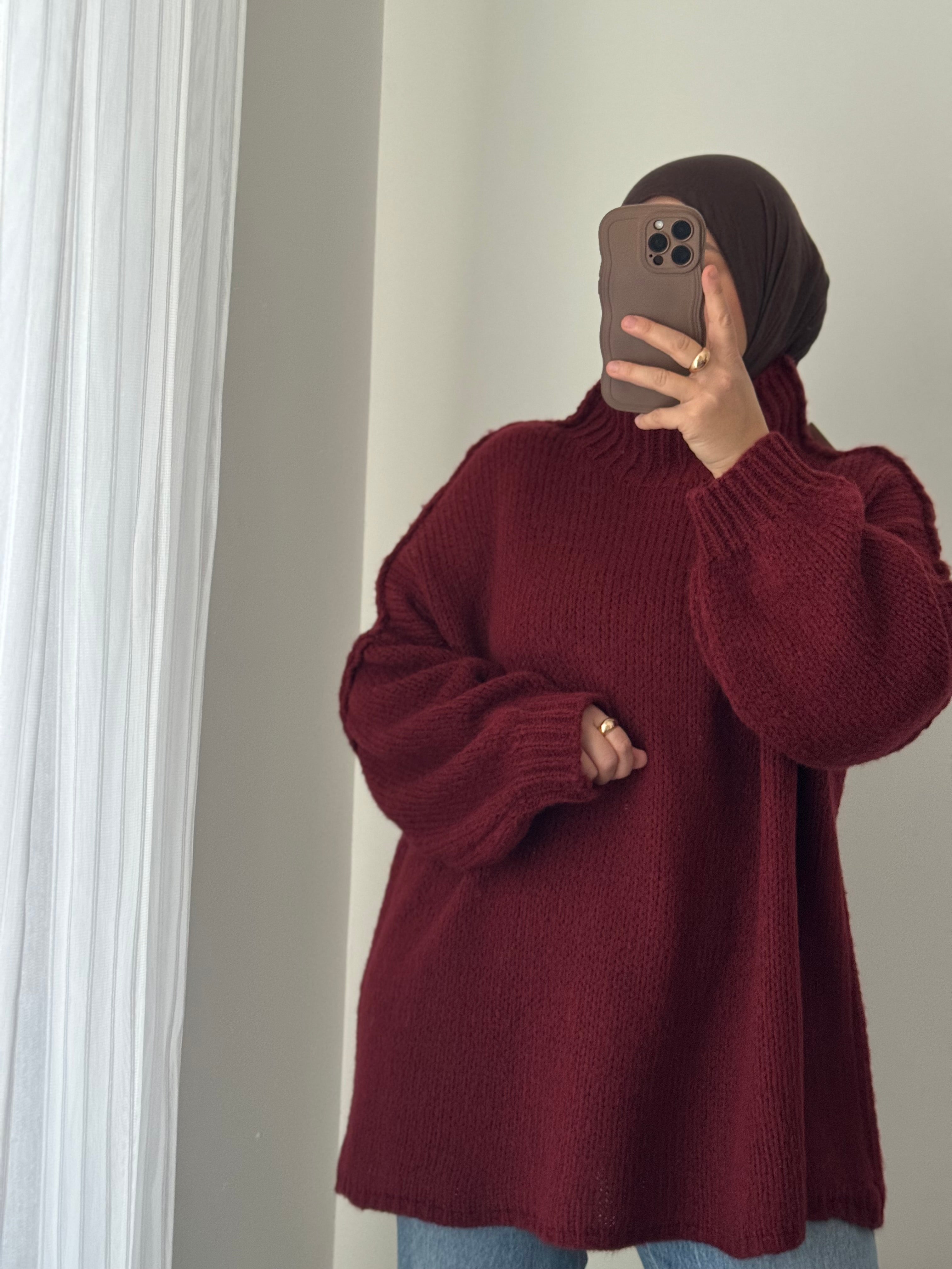 PULL en maille - BRIQUE