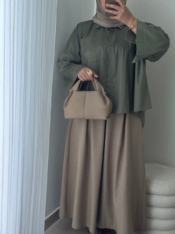 Chemise oversize asymétrique - VERT KAKI
