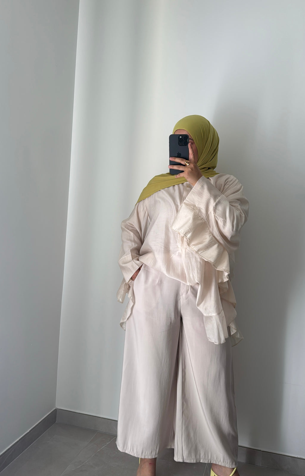 Pantalon large cropped- BEIGE CLAIR