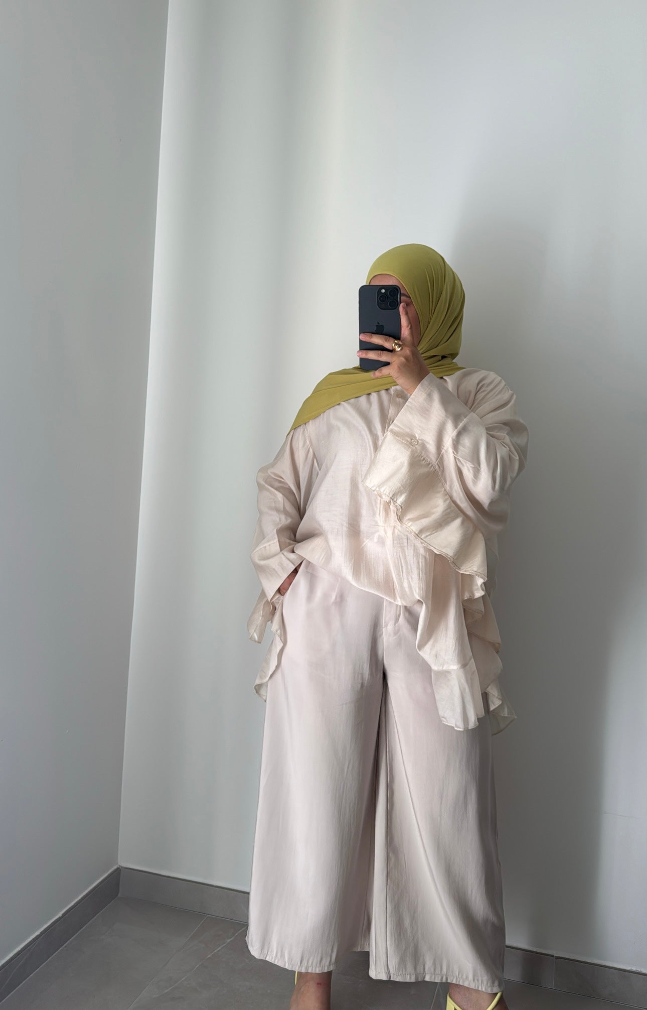 Pantalon large cropped- BEIGE CLAIR