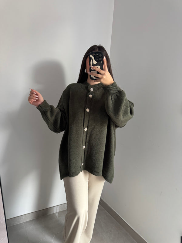 Gilet Oversize Boutonné - KAKI