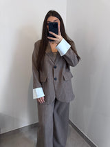 Ensemble tailleur à rayures - TAUPE