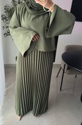 Robe élégance plissée - KAKI
