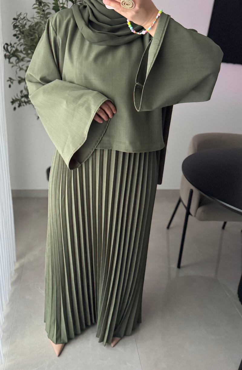 Robe élégance plissée - KAKI