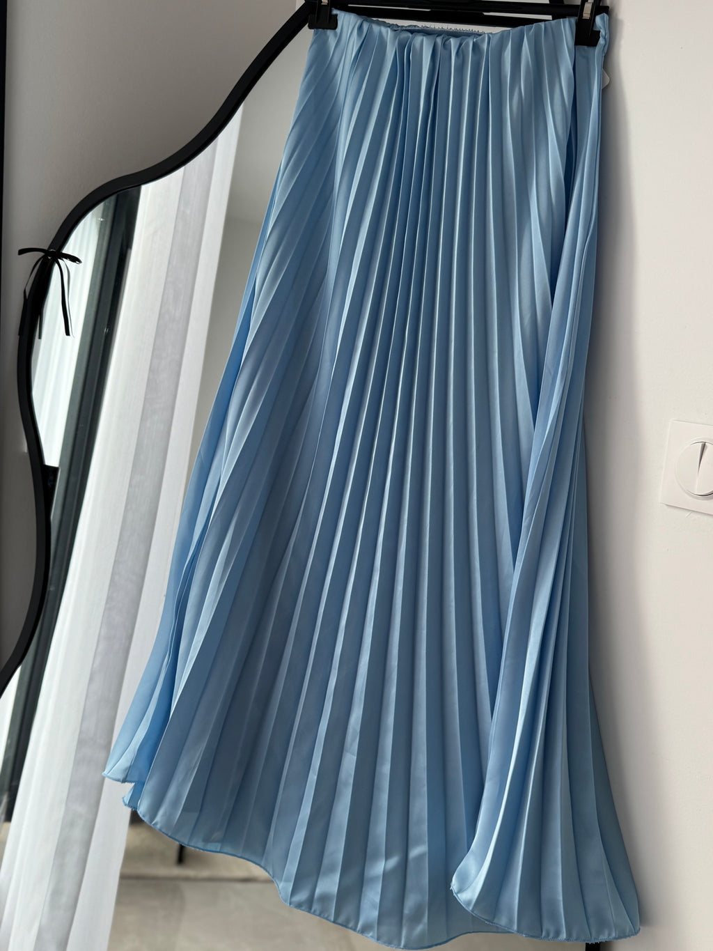 Jupe plissée satinée - BLEU CIEL