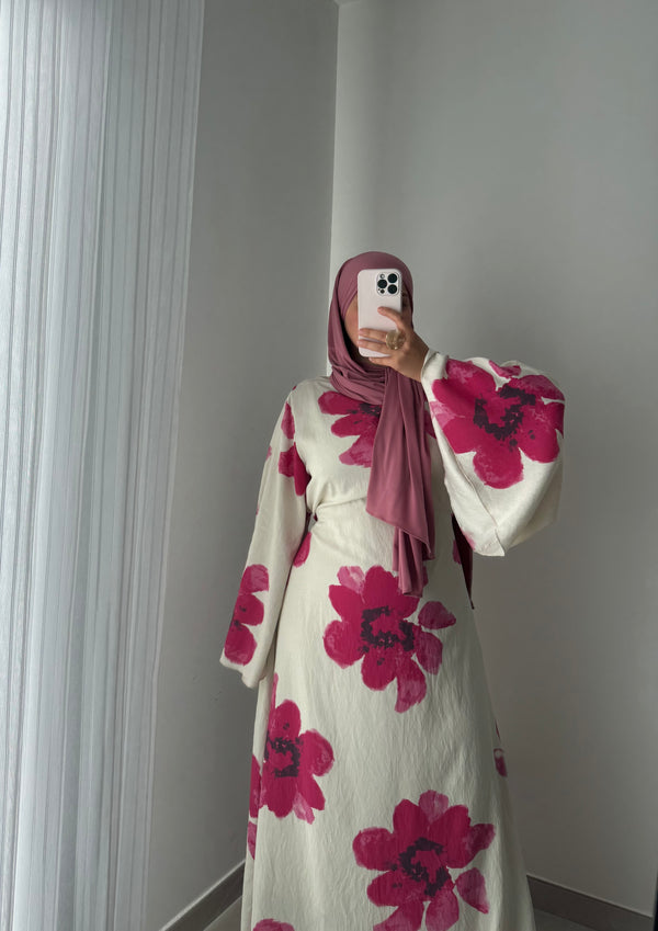 Robe LILIA FLEURS - ROSE FUSHIA
