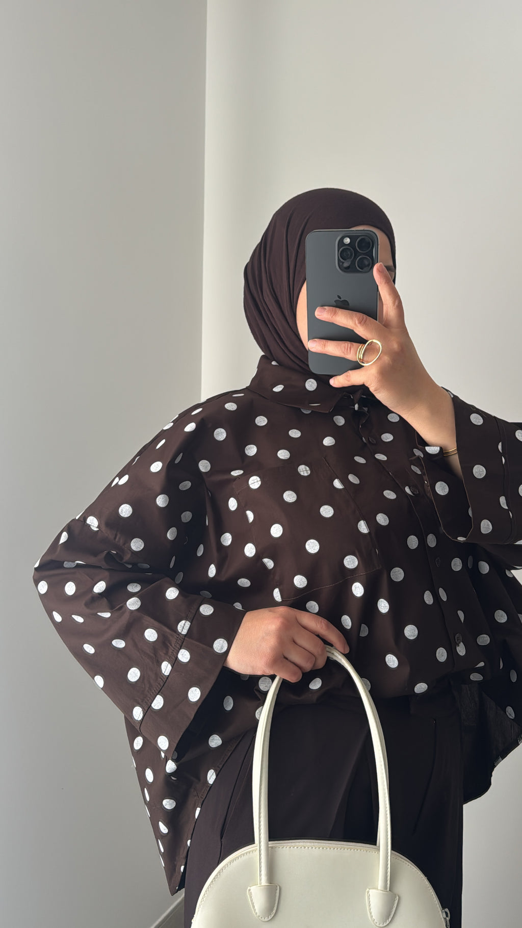 Chemise oversize à pois - MARRON