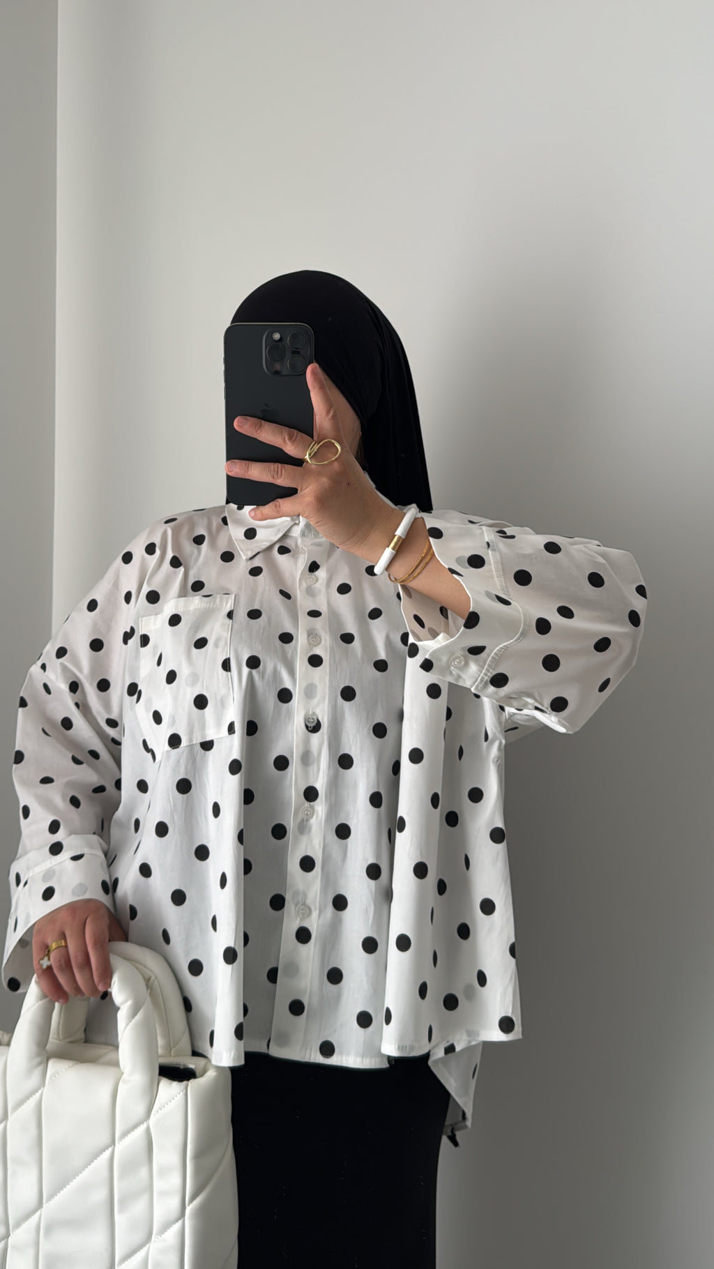 Chemise oversize à pois - BLANC