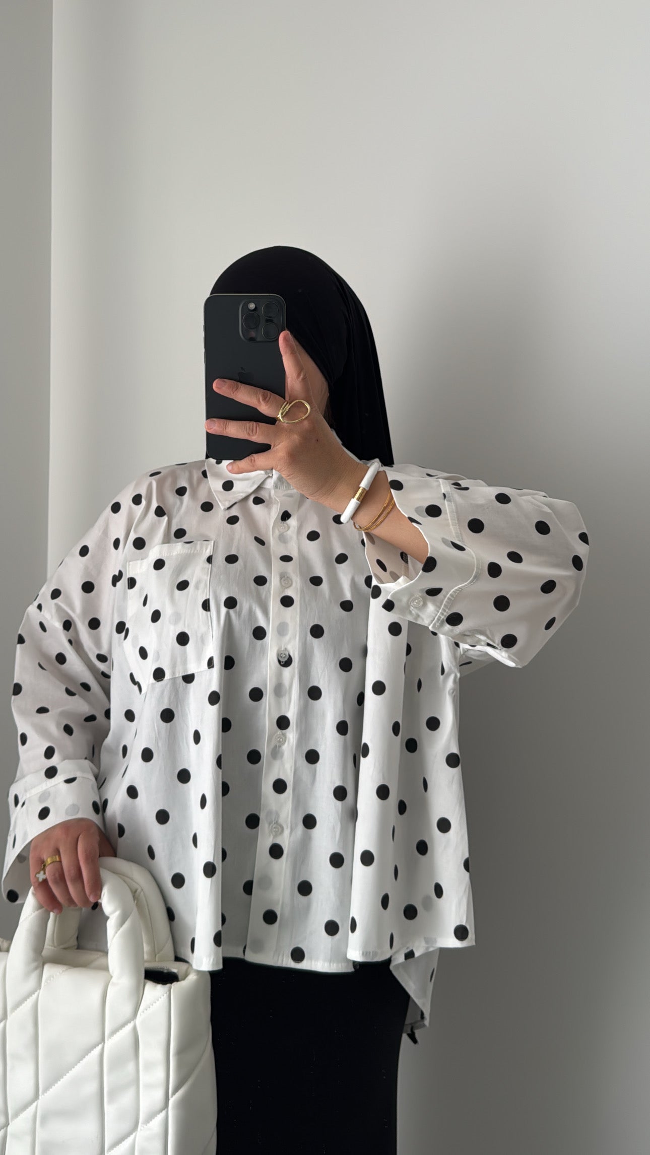 Chemise oversize à pois - BLANC