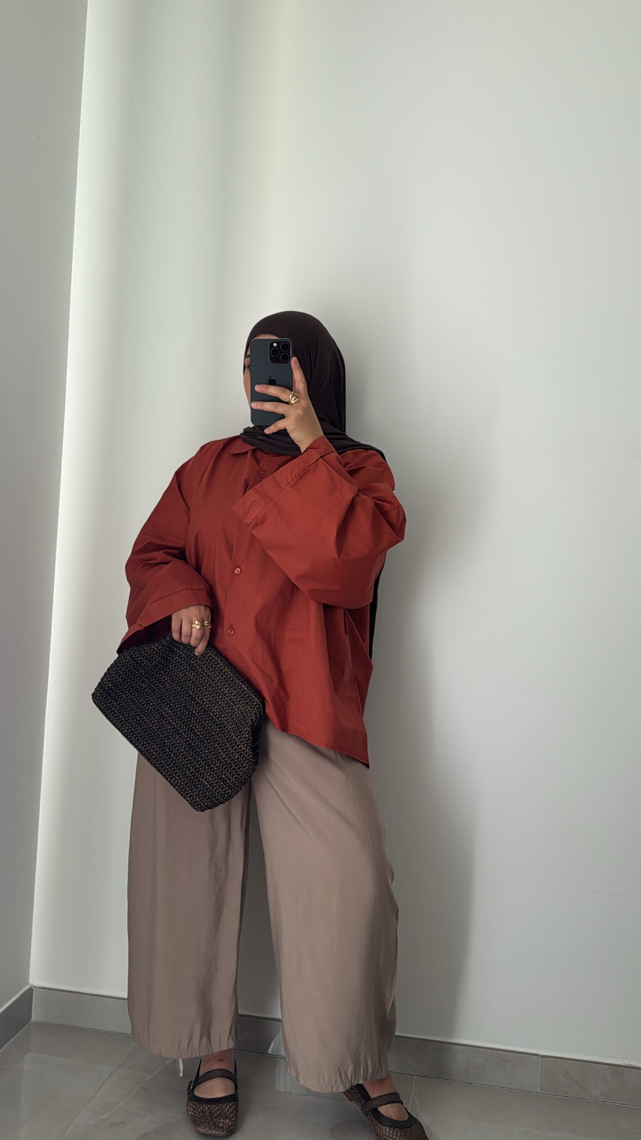 Pantalon large cropped- TAUPE