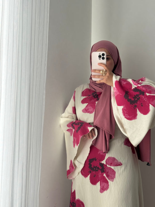 Robe LILIA FLEURS - ROSE FUSHIA