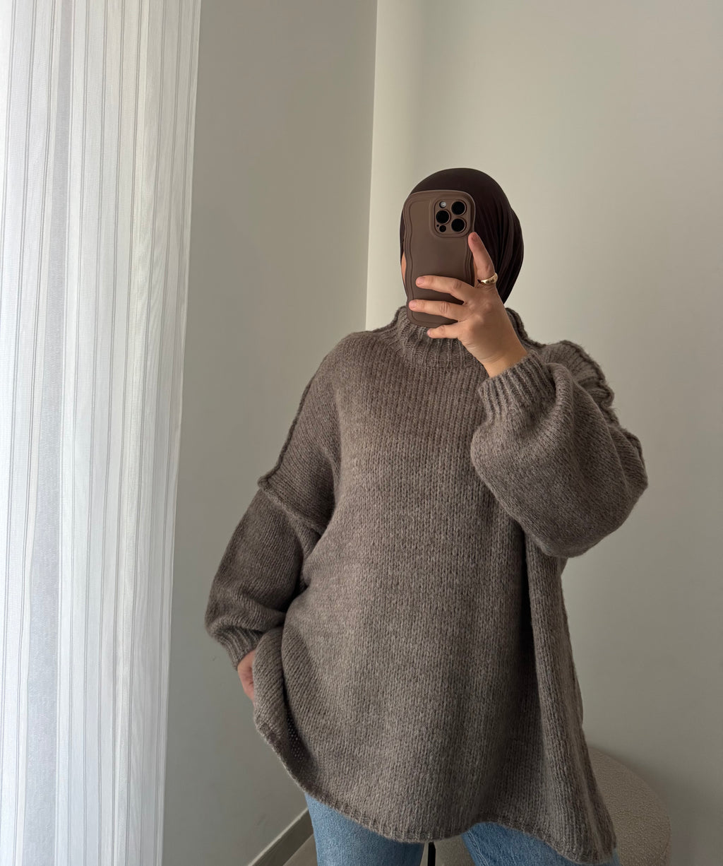 PULL en maille - TAUPE