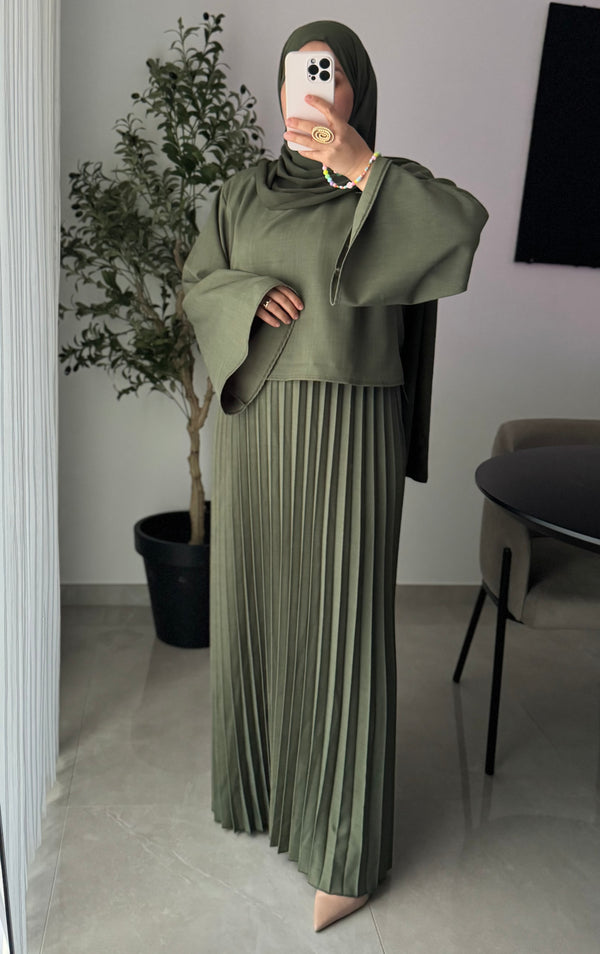 Robe élégance plissée - KAKI