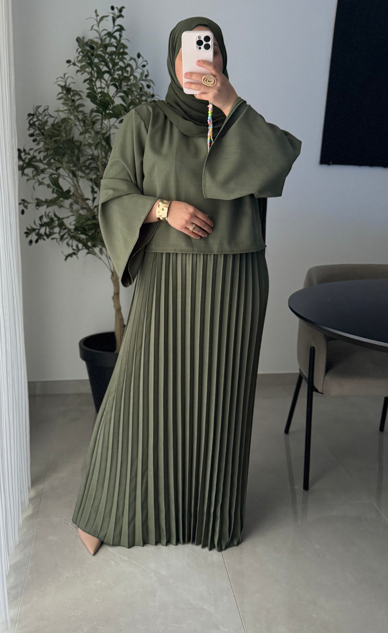 Robe élégance plissée - KAKI