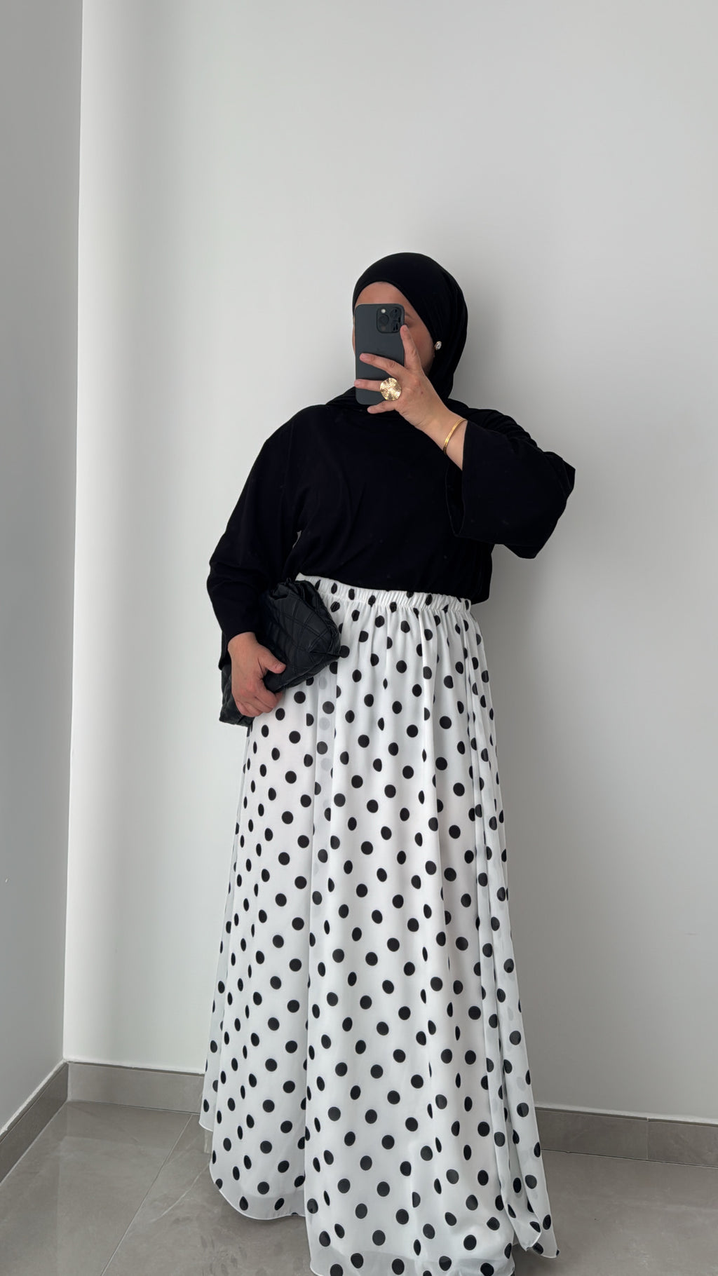 Jupe mousseline à pois - BLANC