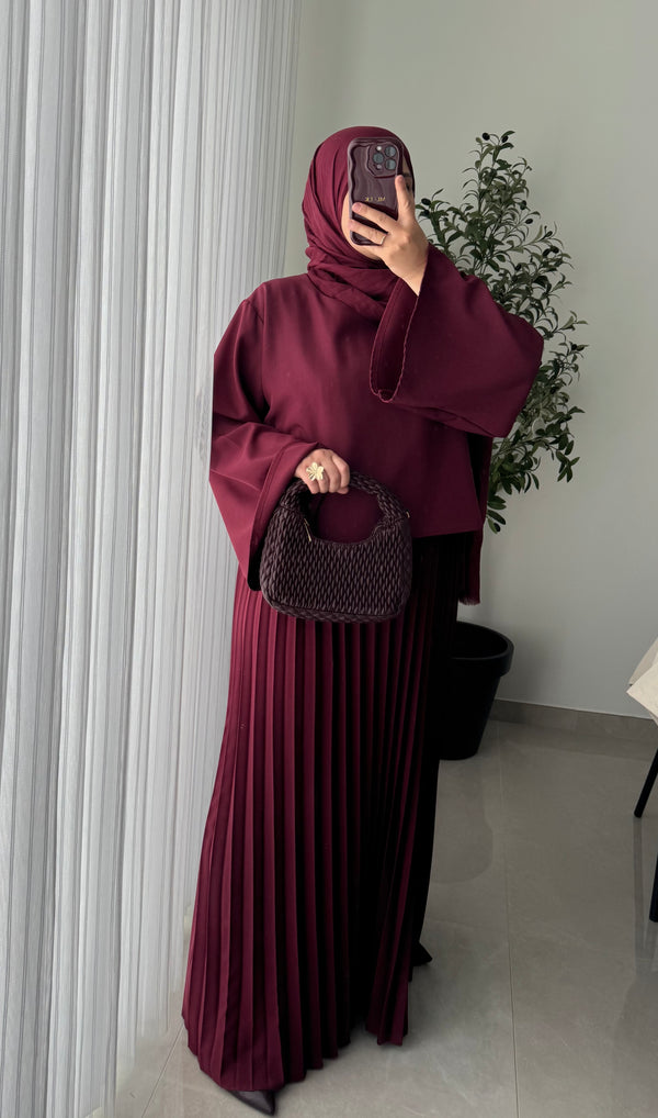 Robe élégance plissée - BORDEAUX