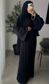 Robe élégance plissée - BLEU MARINE