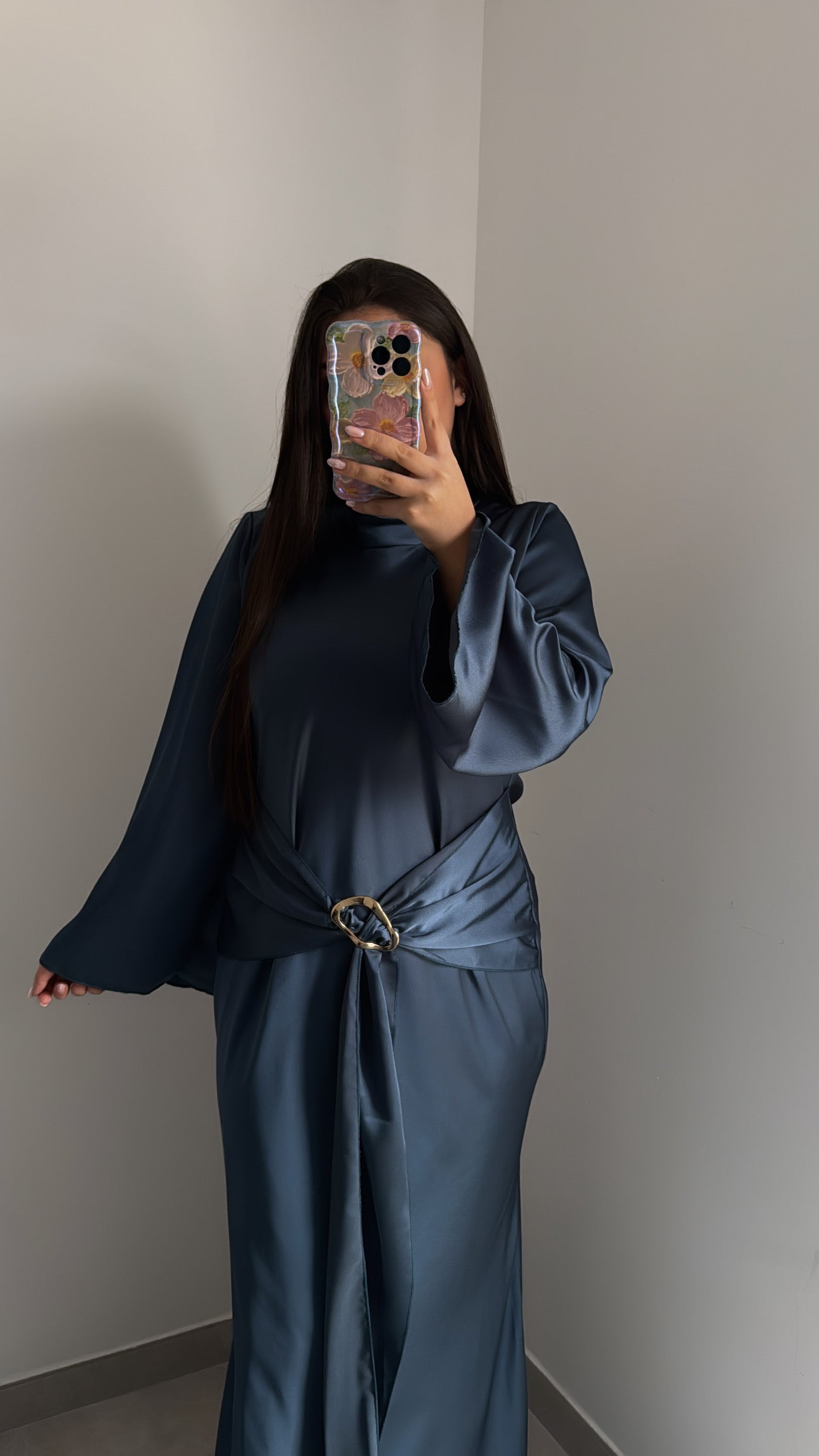 Robe satinée - BLEU