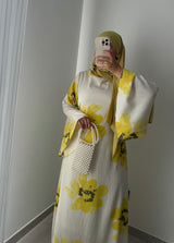 Robe LILIA FLEURS - VERT JAUNE