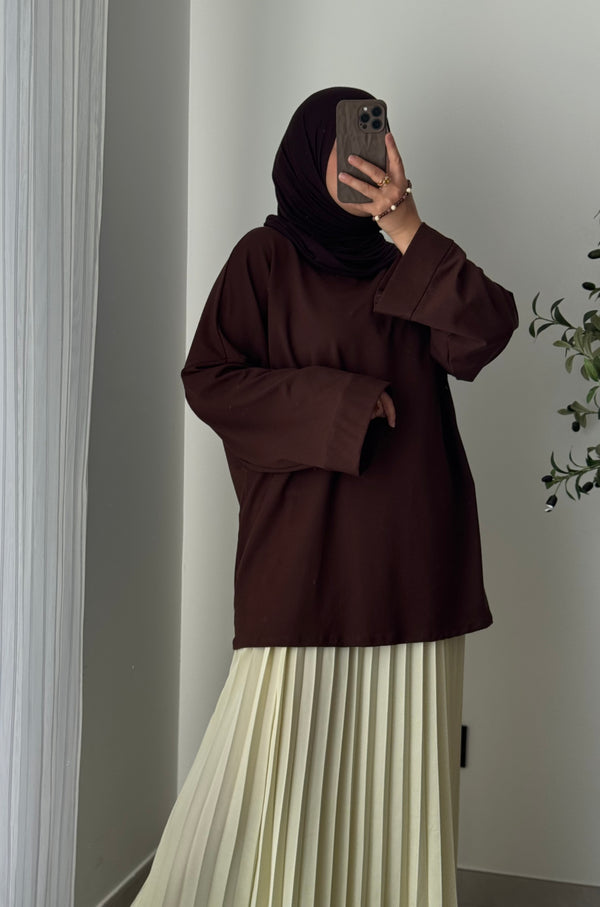 T-SHIRT MANCHES LONGUE - MARRON