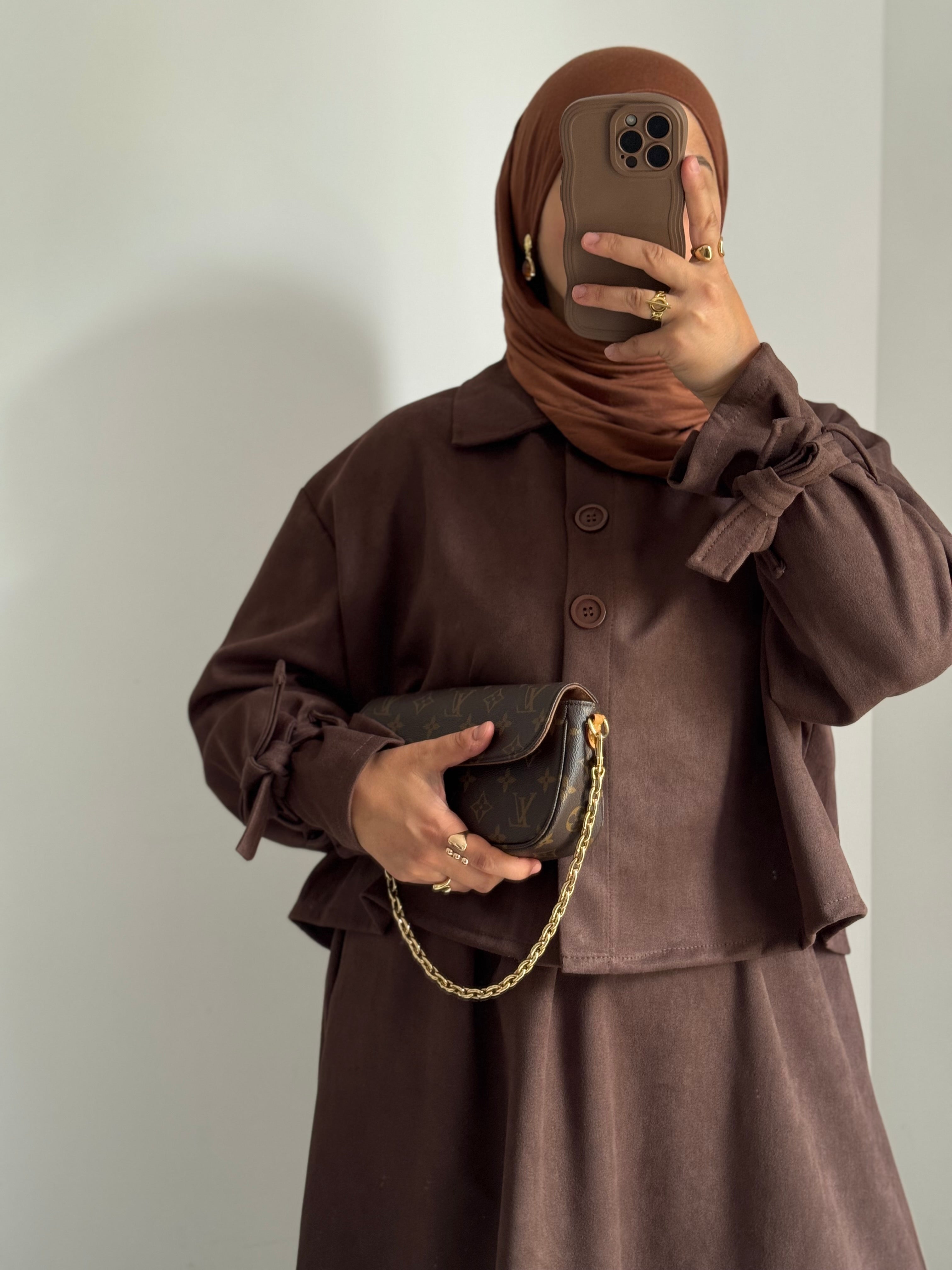 Ensemble SUEDA JUPE -MARRON