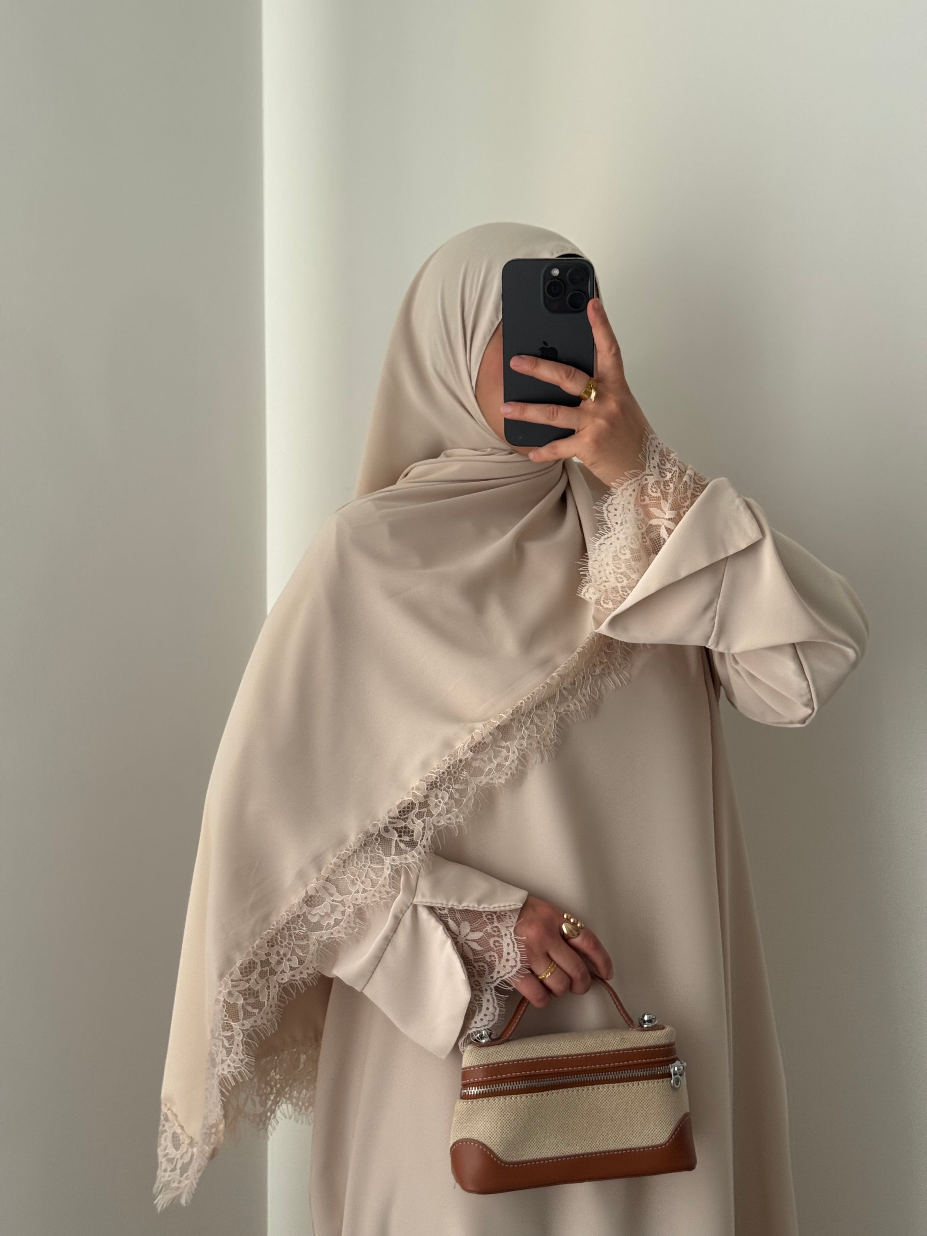 Abaya + voile assorti - BEIGE