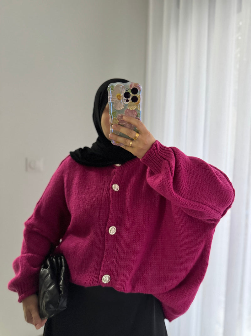 Gilet à boutons - FUSHIA