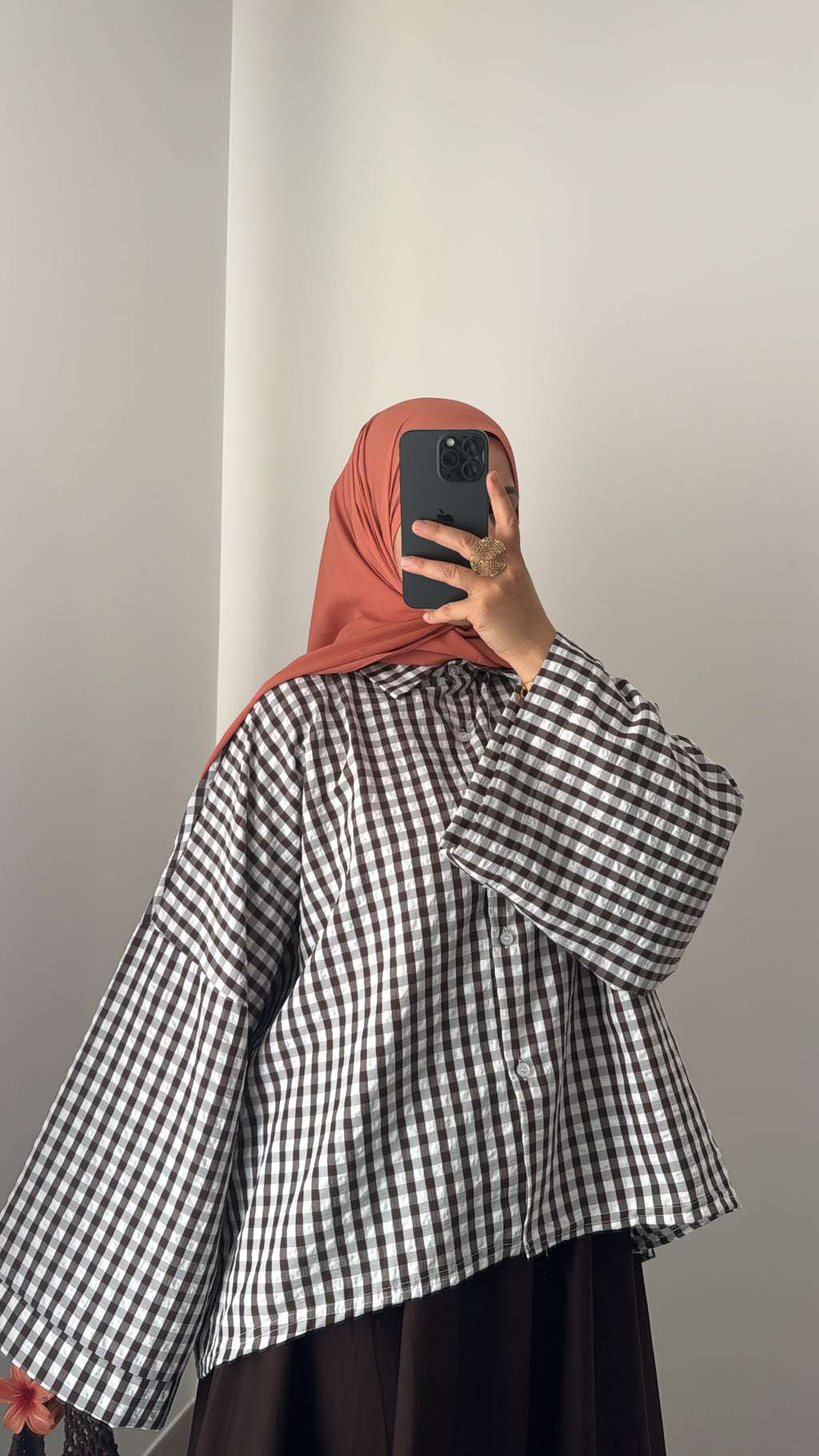 Chemise oversize - VICHY MARRON